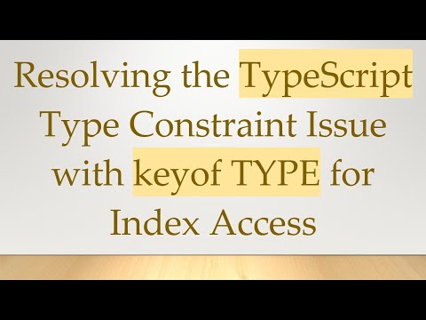 Resolving the TypeScript