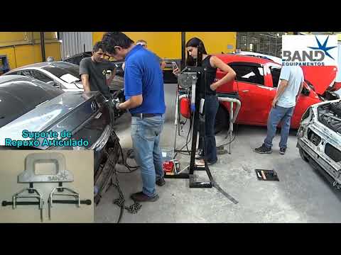 Aluminum sheet metal 30/75 – Pulling out a dent in a trunk lid using a condenser stud welding mac...