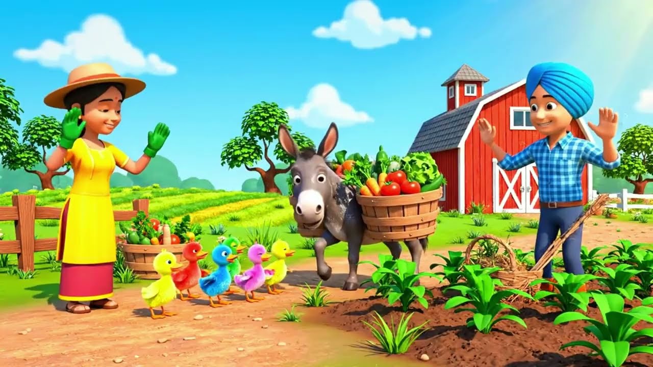 Five Little Ducks | Cute Duck Family Song for Kids in Fun 3D Cartoon World