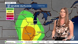 Monday Early A.M. Forecast: Showers and Thunderstorms later today
