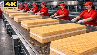 INSIDE WAFERS BISCUIT FACTORY PROCESS | How Wafer Biscuits Are Made | Factory Production