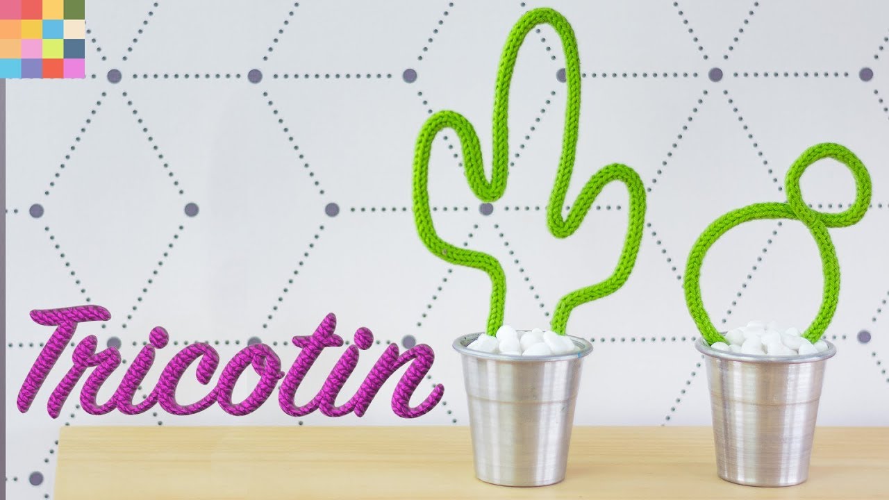 Como fazer Tricotin + Aparelho caseiro (rabo de gato ou i-cord)| Vaso de Cactos DIY