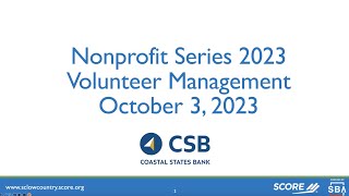 Volunteer Management - Nonprofit Series 2023