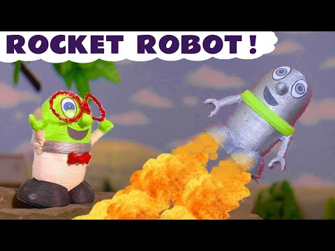 Rocket Robot Funling Story With Dinosaurs And Kids Trains