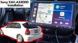 Full Car Audio installation Sony XAV-AX8000 & XM-GS6DSP Amplifier under seat - 2000 Honda Civic EX