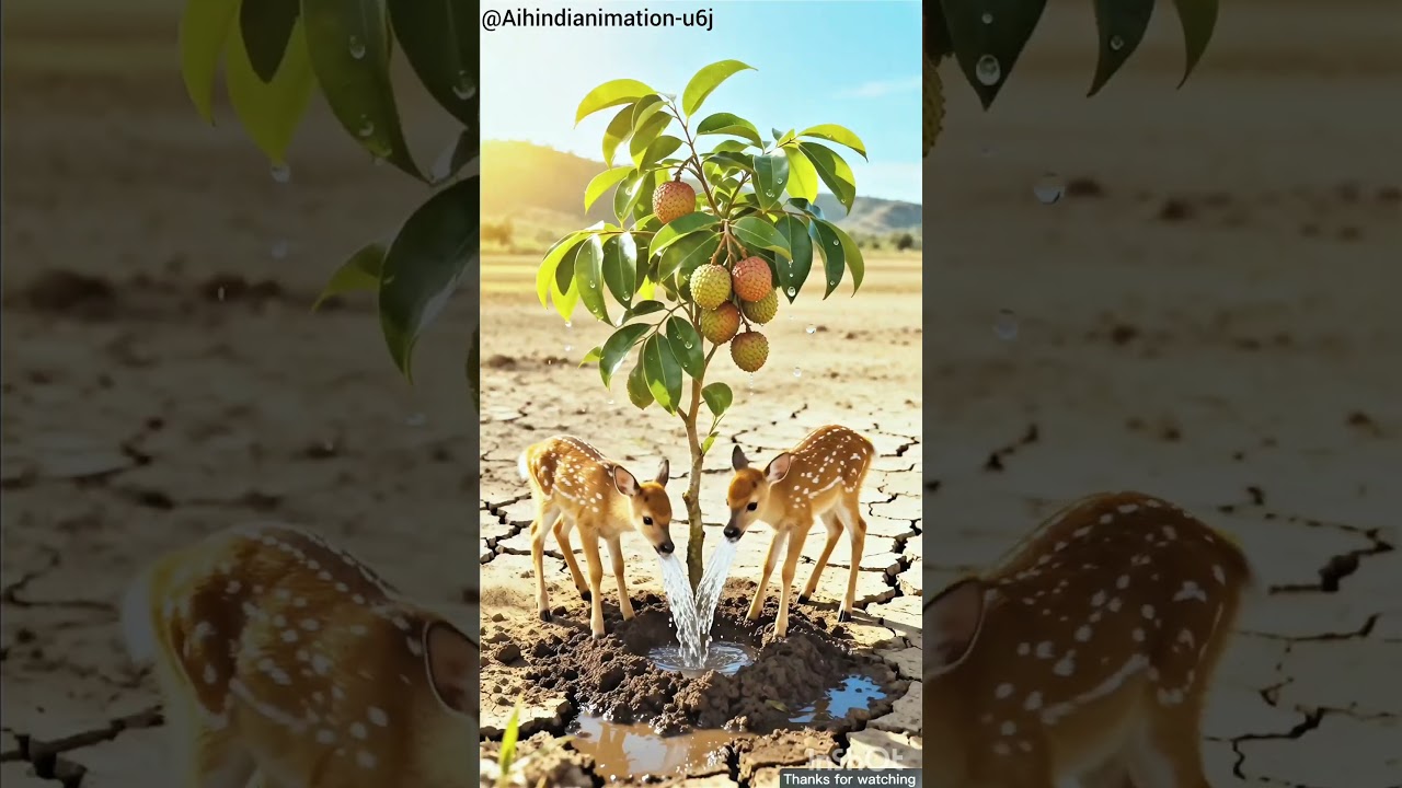 And deer saved the litchi tree from drying up byseeing water 