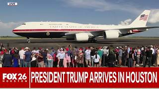 President Trump arrives in Houston for Thursday private fundraiser, NASA event