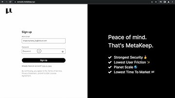 MetaKeep Developer Console - Create Account