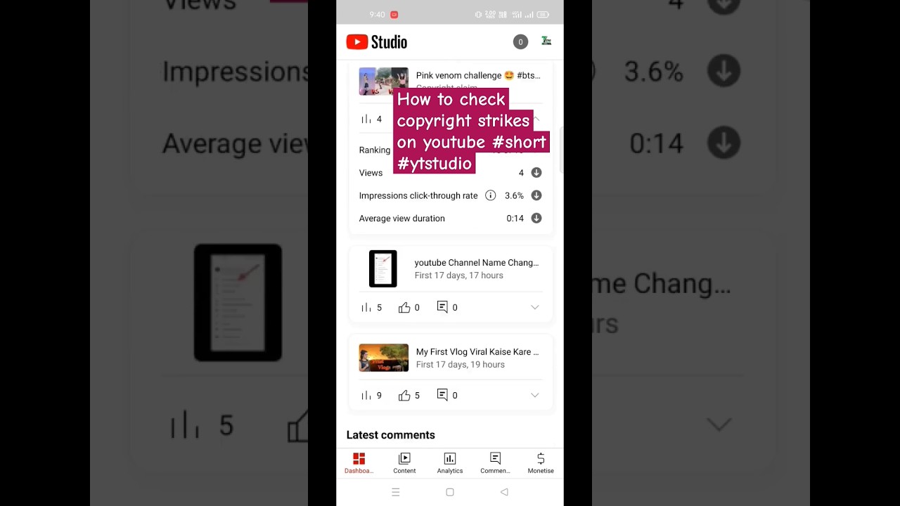How to check copyright strikes on youtube 