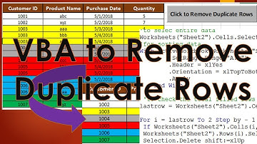 VBA to Remove Duplicate Rows - Excel VBA Tutorial by Exceldestination