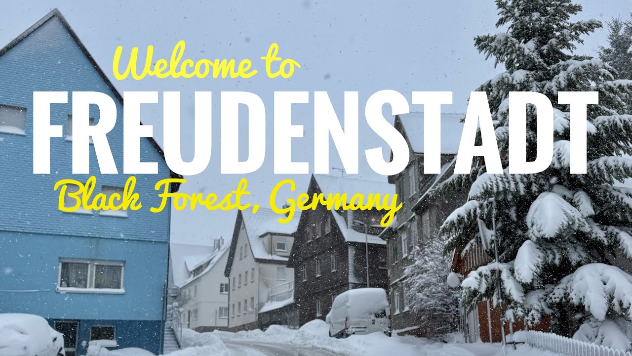 Very beautiful snowfall in Freudenstadt, Black Forest, Germany. Walking tour. 2025. 4K video