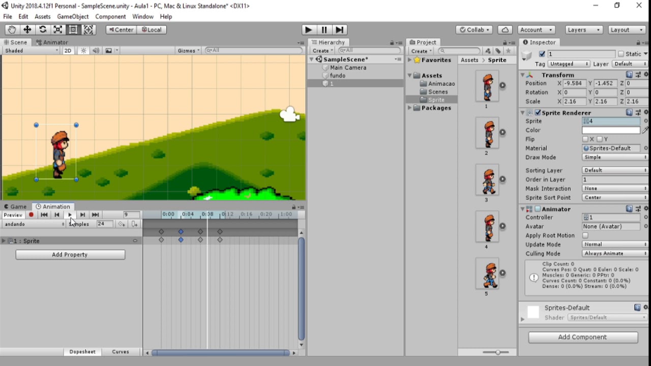 Animação e programação de personagem 2D andando no unity - YouTube