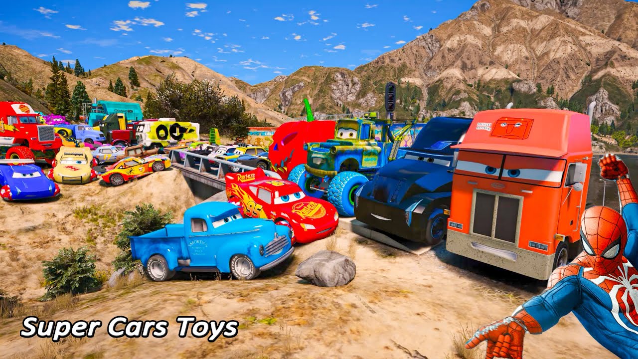 Disney Cars 3 McQueen Gale Beaufort Jerry Recycled Batteries Smokey All Mack Tow Mater Monster Truck