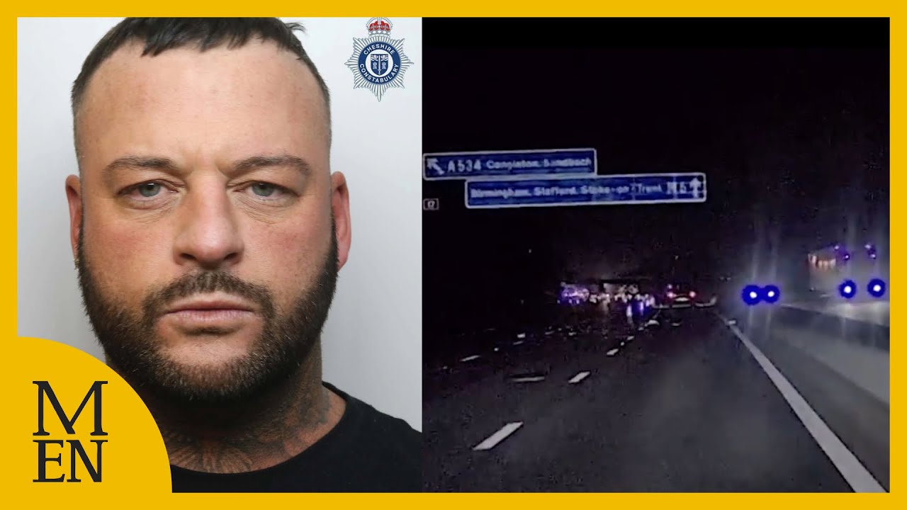 Moment dangerous driver leads police on reckless chase from M6 - YouTube