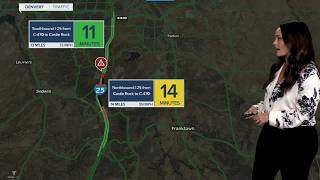 Northbound Interstate 25 closes at Founders Parkway for vehicle fire