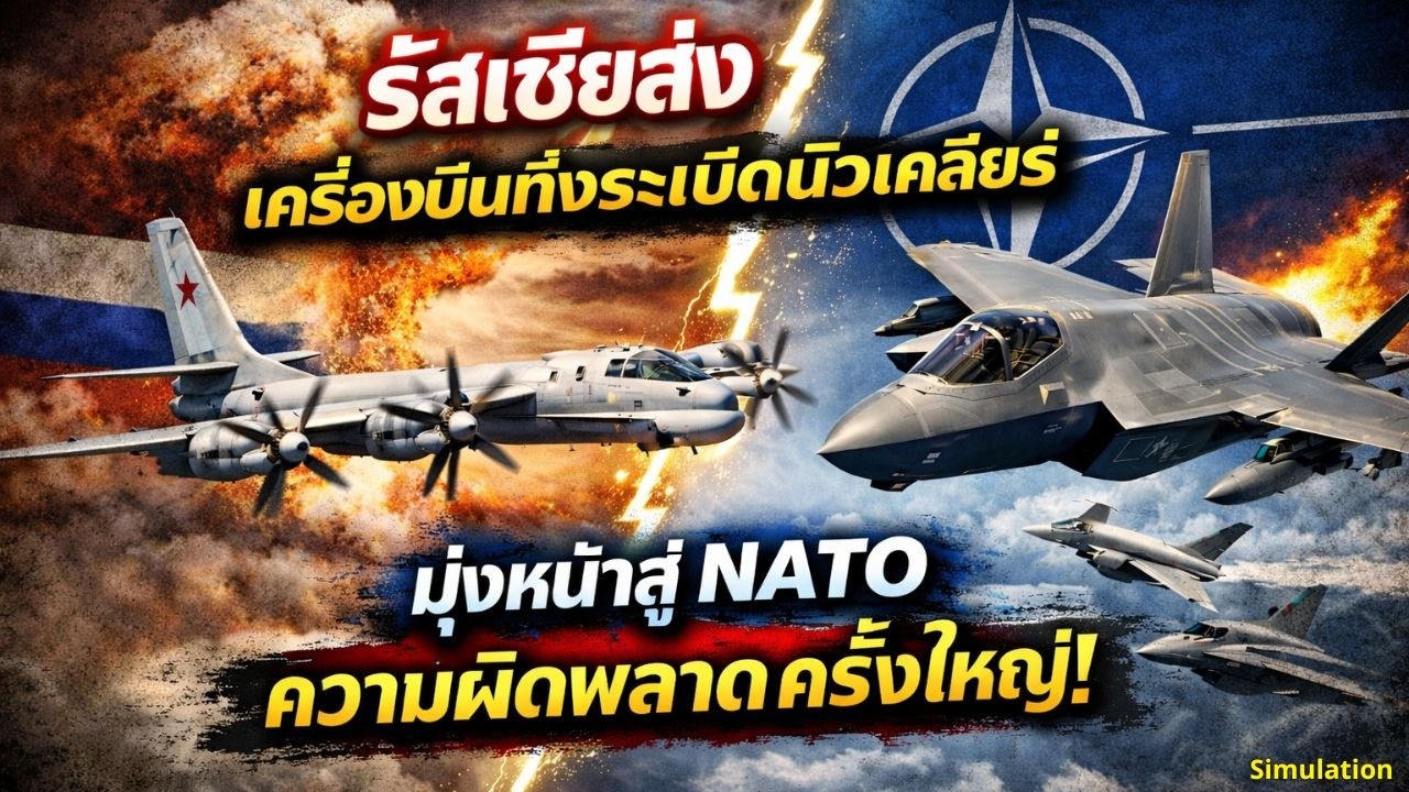 รัสเซียส่งเครื่องบินทิ้งระเบิดนิวเคลียร์มุ่งหน้าสู่ NATO –ความผิดพลาดครั้งใหญ่!| การสร้างใหม่ด้วย AI