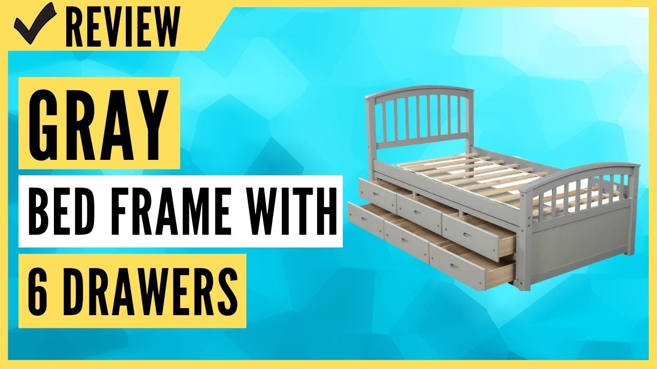 Gray Bed Frame Twin with 6 Drawers Review YouTube