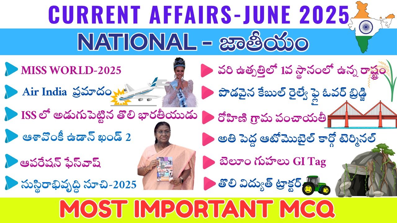 MOST IMPORTANT MCQ-CURRENT AFFAIRS JUNE 2025(NATIONAL)