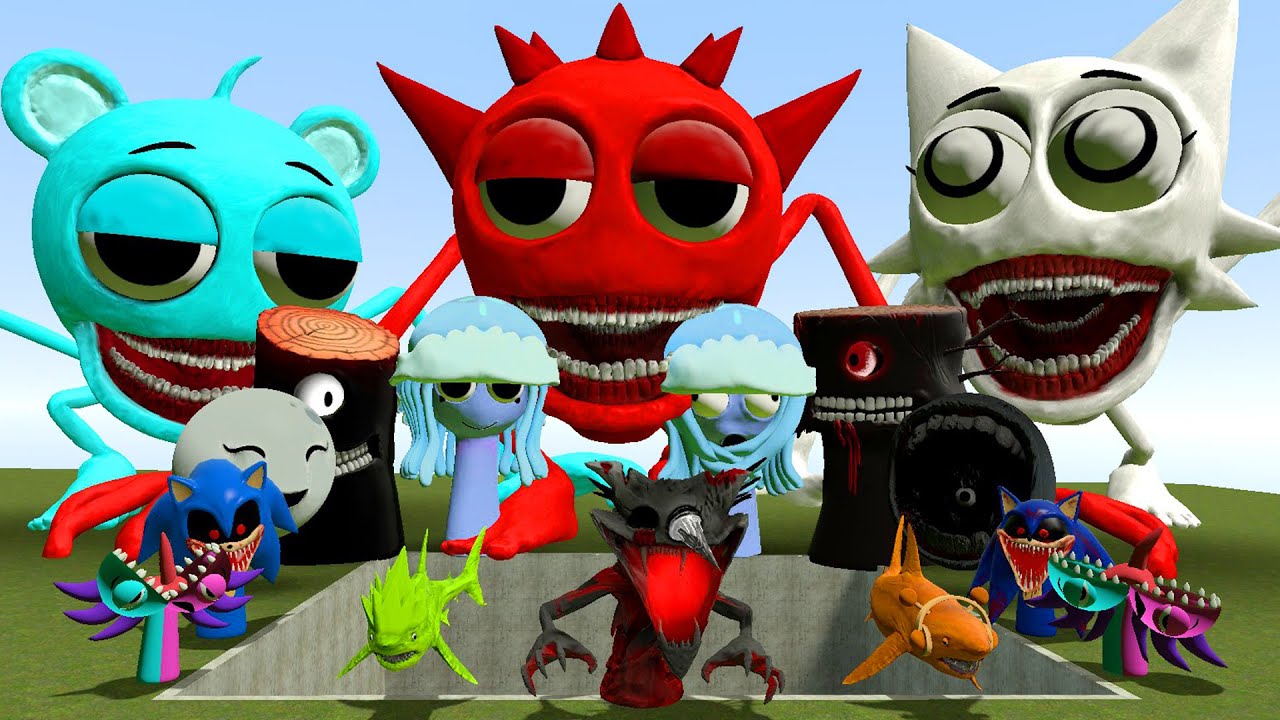 SPRUNKI MR SUN MOON TREE FUN COMPUTER ALL PHASE SPARTAN KICKING in ACID HOLE GMod