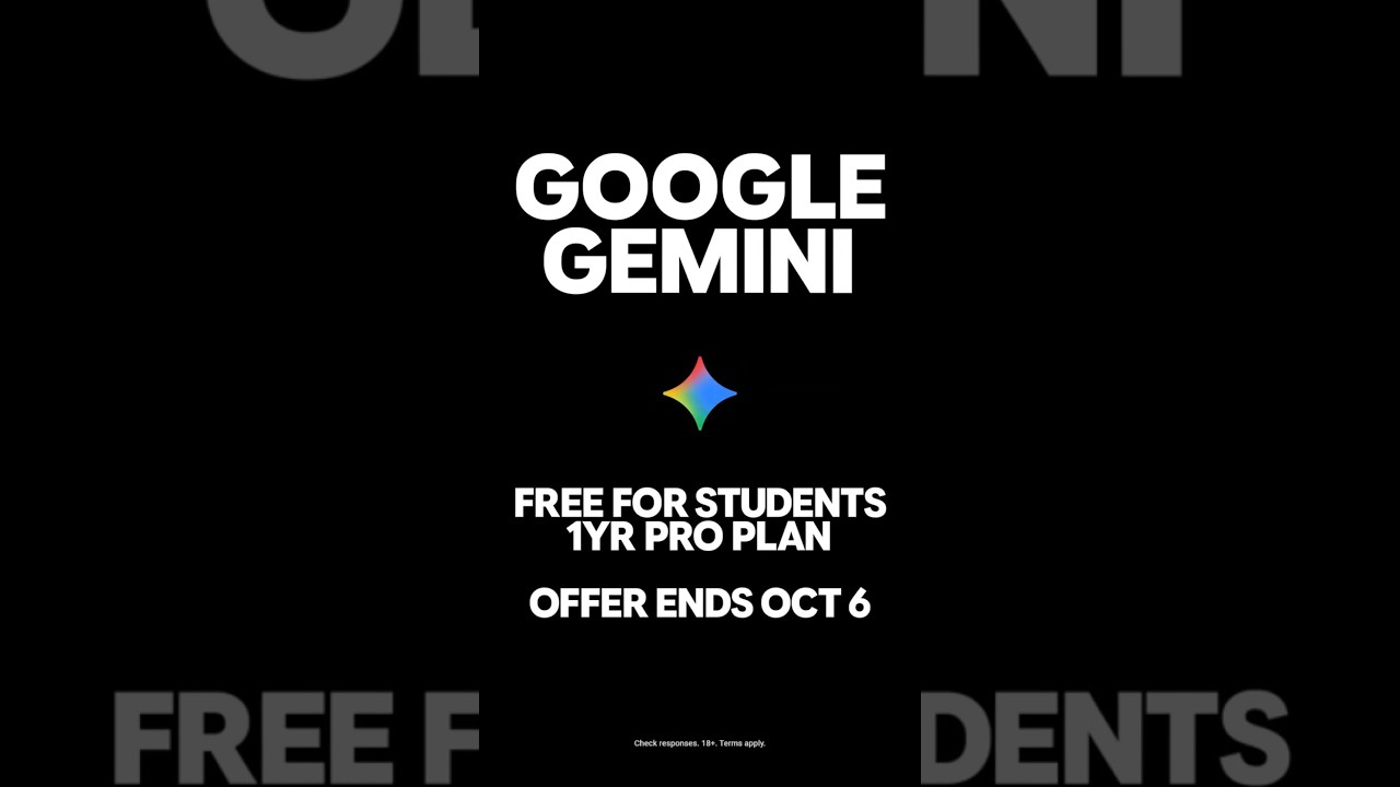 Students get a FREE 1-year Pro plan: Gemini 2.5 Pro, 2TB storage & more. Terms apply.