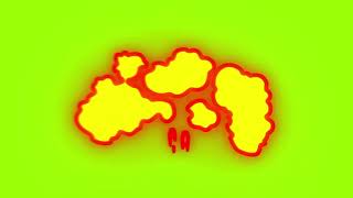 Large Cartoon Fire Cloud Green Screen - Yellow Smoke Explosion Vfx - No Copyright