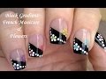 Black Gradient French Manicure - Dotting Tool Floral Nail Art Tutorial