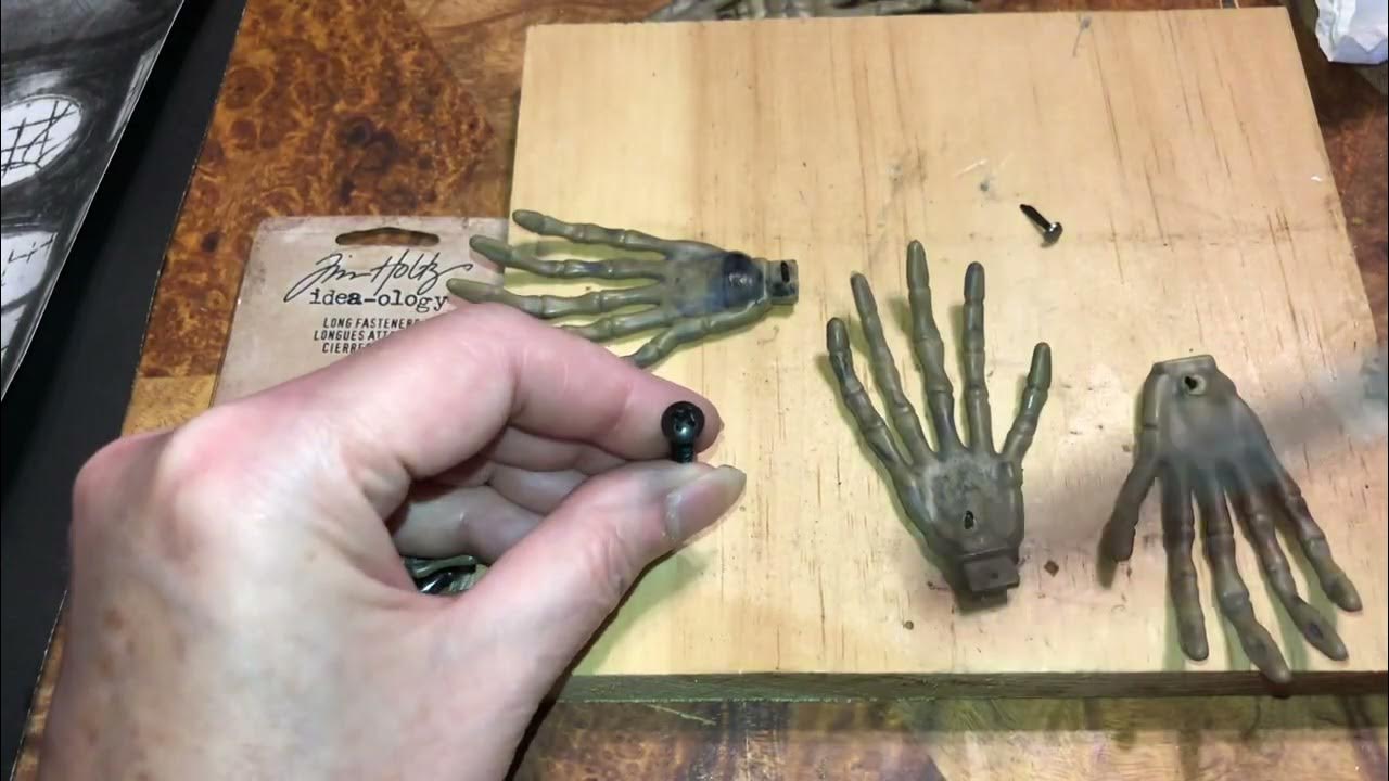 Dollar tree skeleton hands & Tim Holtz long fasteners! 🩻 YouTube
