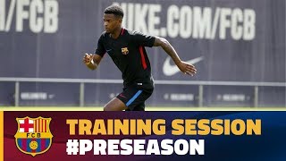 After taking tuesday off, fc barcelona’s first team were back in
business today at the ciutat esportiva for their final training
session ahead of tour ...