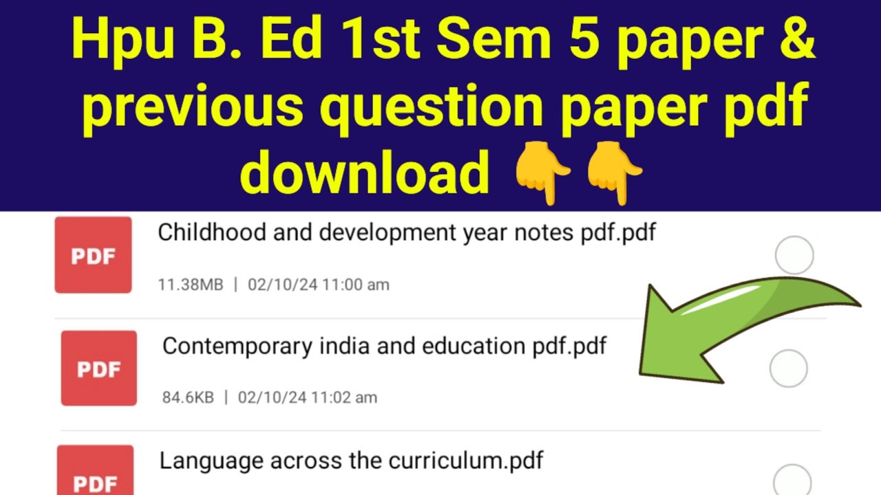 Hpu b. ed 1st semester all notes pdf download👇👇 - YouTube