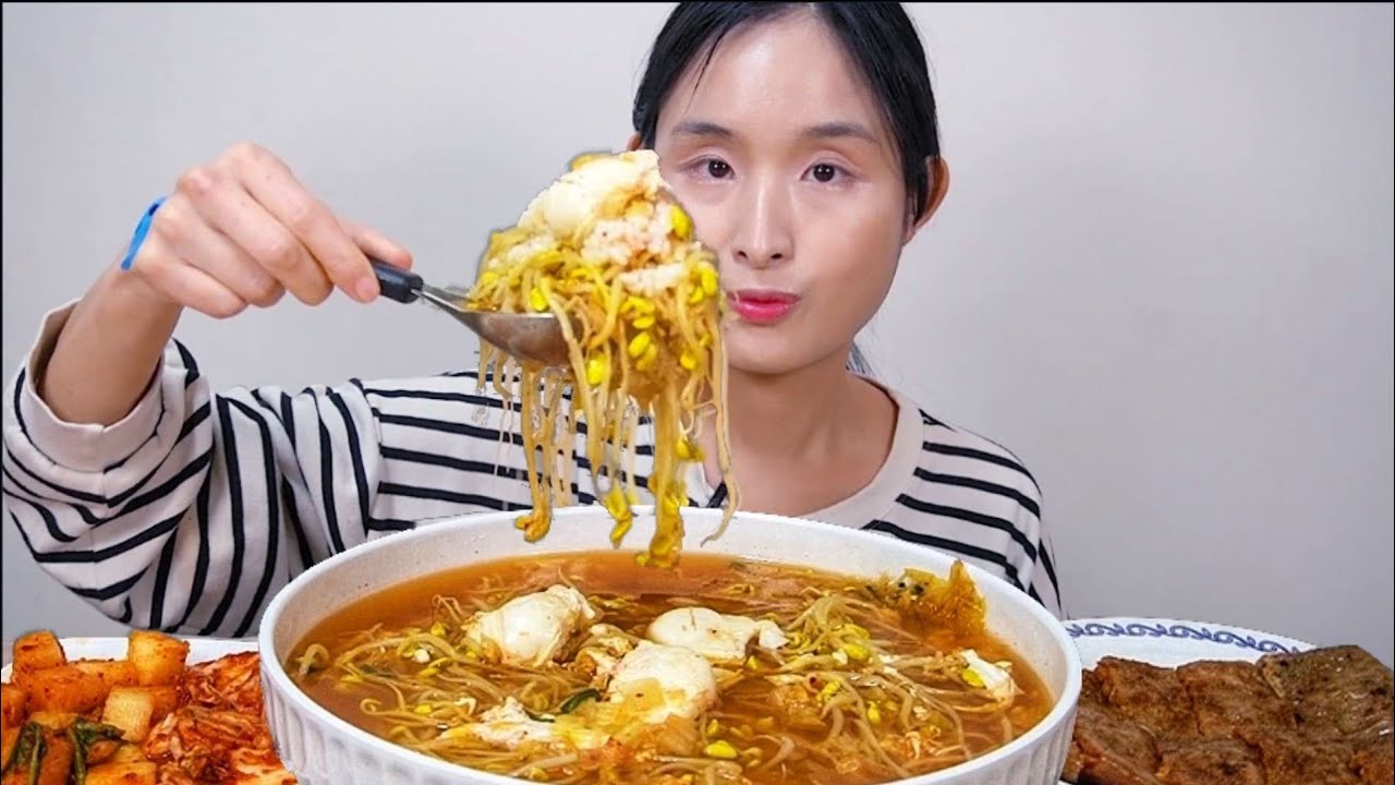 김치콩나물국밥 메밀전병 먹방