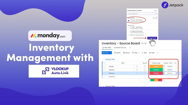 monday.com Inventory management with VLookup