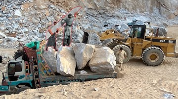How Giant Truck Unloading Stone Marble From Mountain Factory Process Revealed