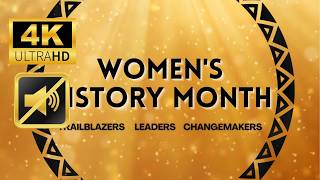 Women's History Month Screensaver - 3 Hour Loop - Black & Gold Background | No Audio - 4K