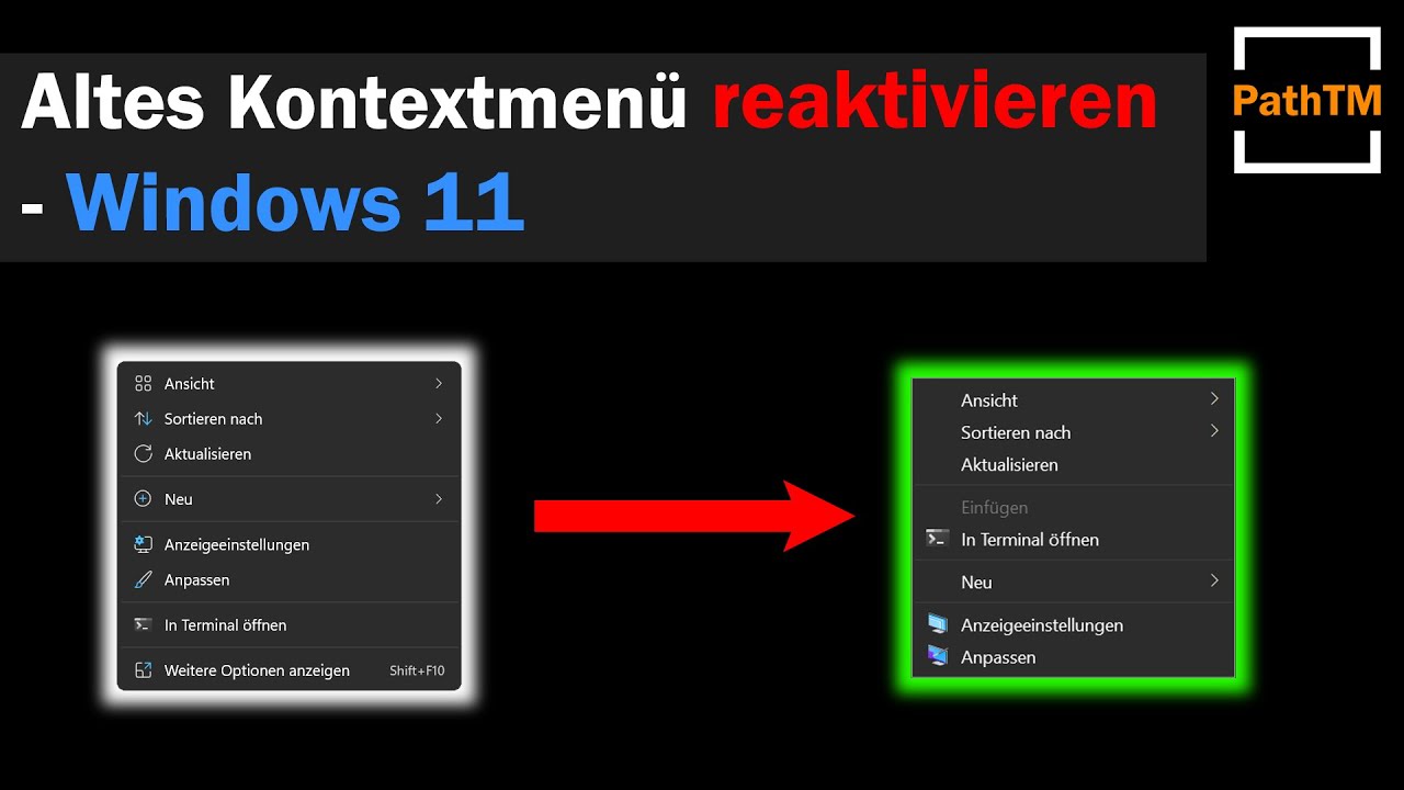 Altes Kontextmenü in Windows 11 wiederherstellen PathTM YouTube