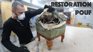 RESTORATION furniture. Restoration of an antique pouf (banquet) DIY