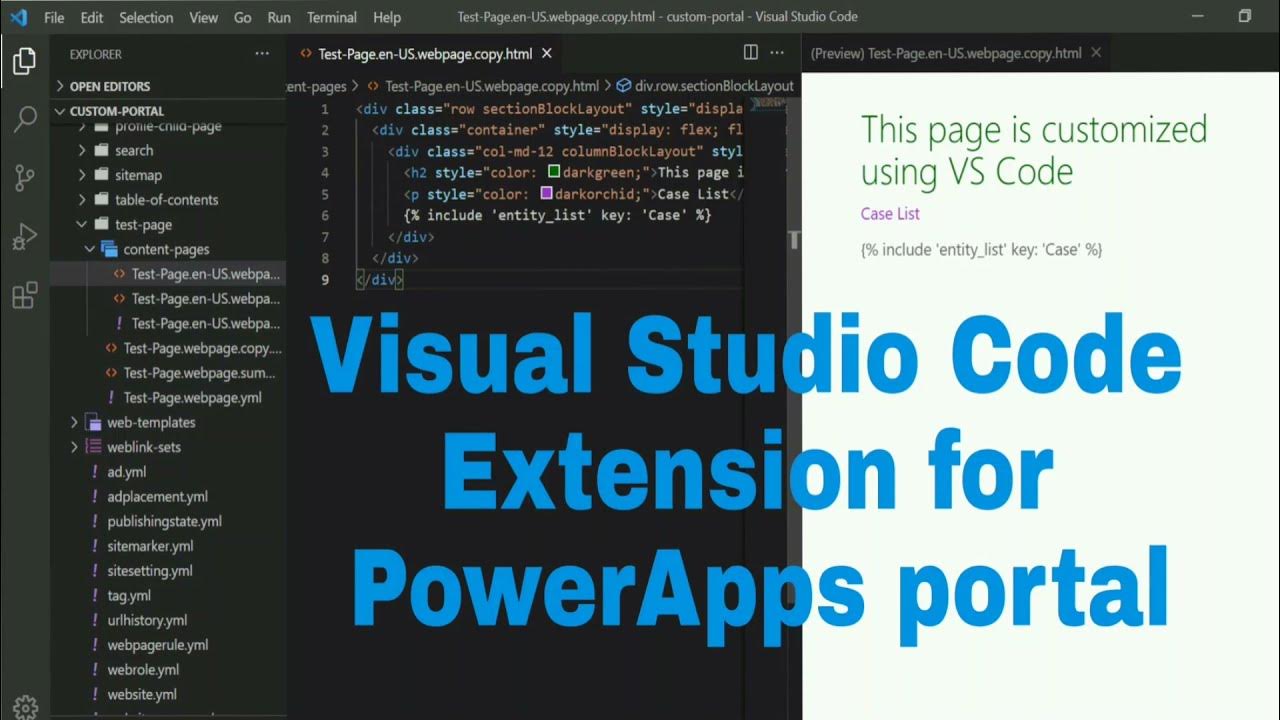 Visual Studio Code Extension for PowerApps Portal | Power Apps CLI with ...