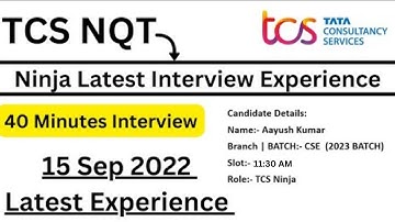 Latest TCS Ninja Experience | Morning Slot | 15 Sep 2022 | 40 Minutes Interview TR MR HR 2023 BATCH