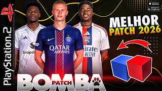 🚨 NOVO! BOMBA PATCH 2026 VERSÃO (PS2) ISO NOVOS KITS, ELENCOS E MERCADO DA BOLA ATUALIZADO 