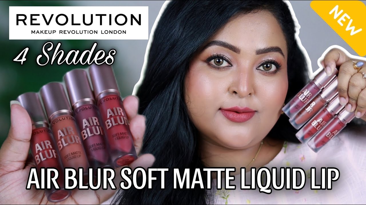 *New* REVOLUTION AIR BLUR SOFT MATTE LIQUID LIPSTICKS| 4 SHADES| Review & Swatches|| MAC NC40-42