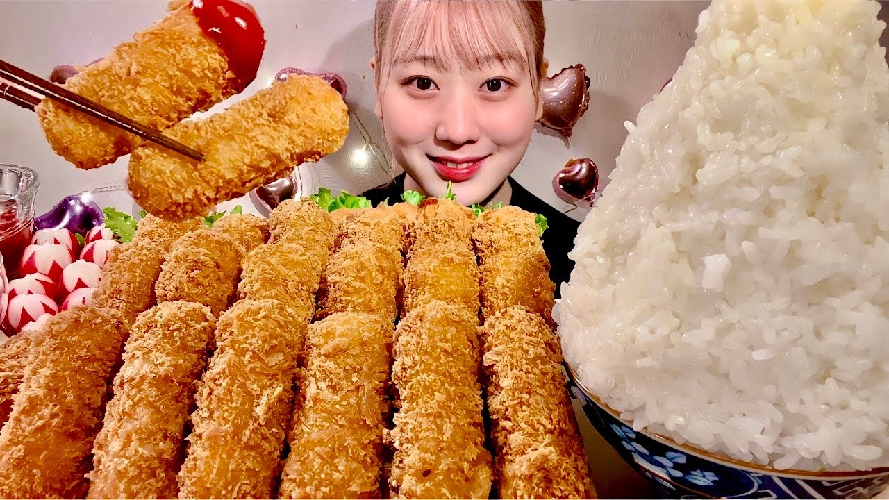 ASMR крокеты из крабового крема【русские субтитры】【Mukbang/ Eating Sounds】