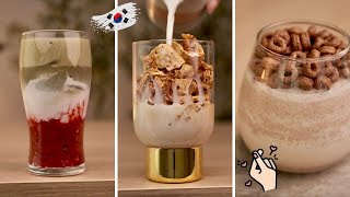 أشهر مشروبات الكافيهات الكورية 🥤🇰🇷 غريبة بس لذيذة 🤭