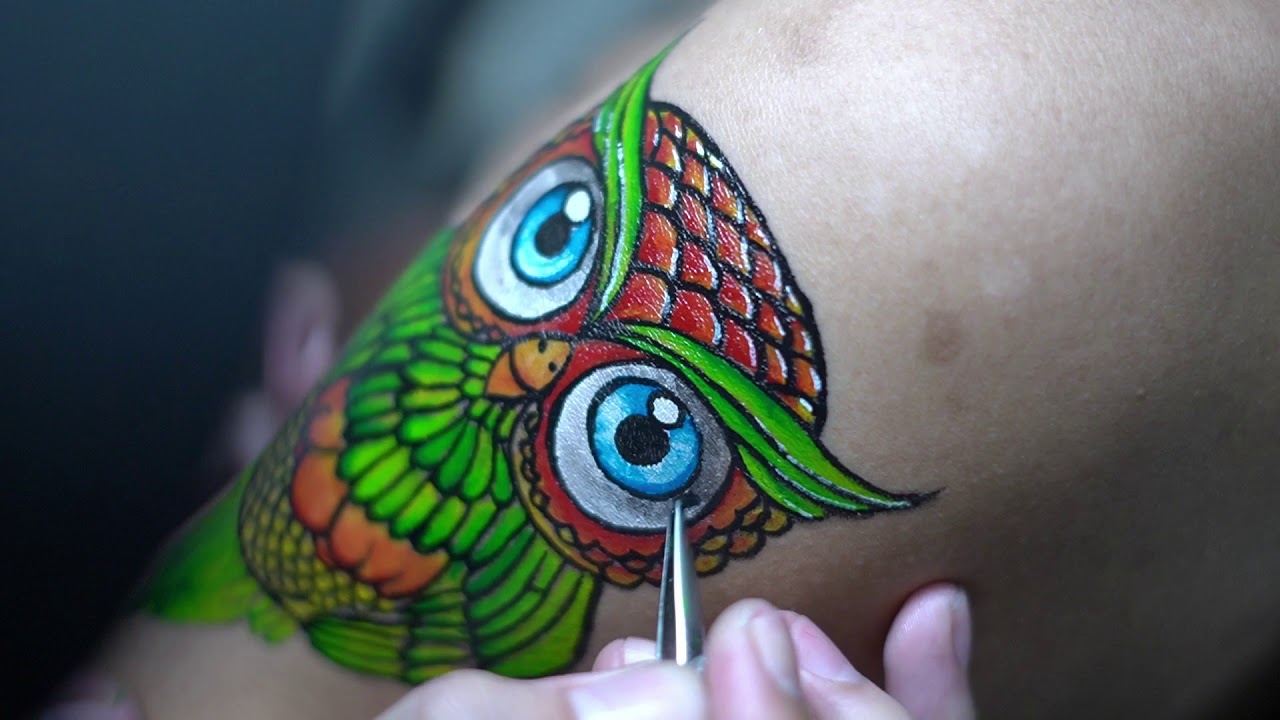  Tato  Temporer Burung  Hantu  The owl temporary tattoo 