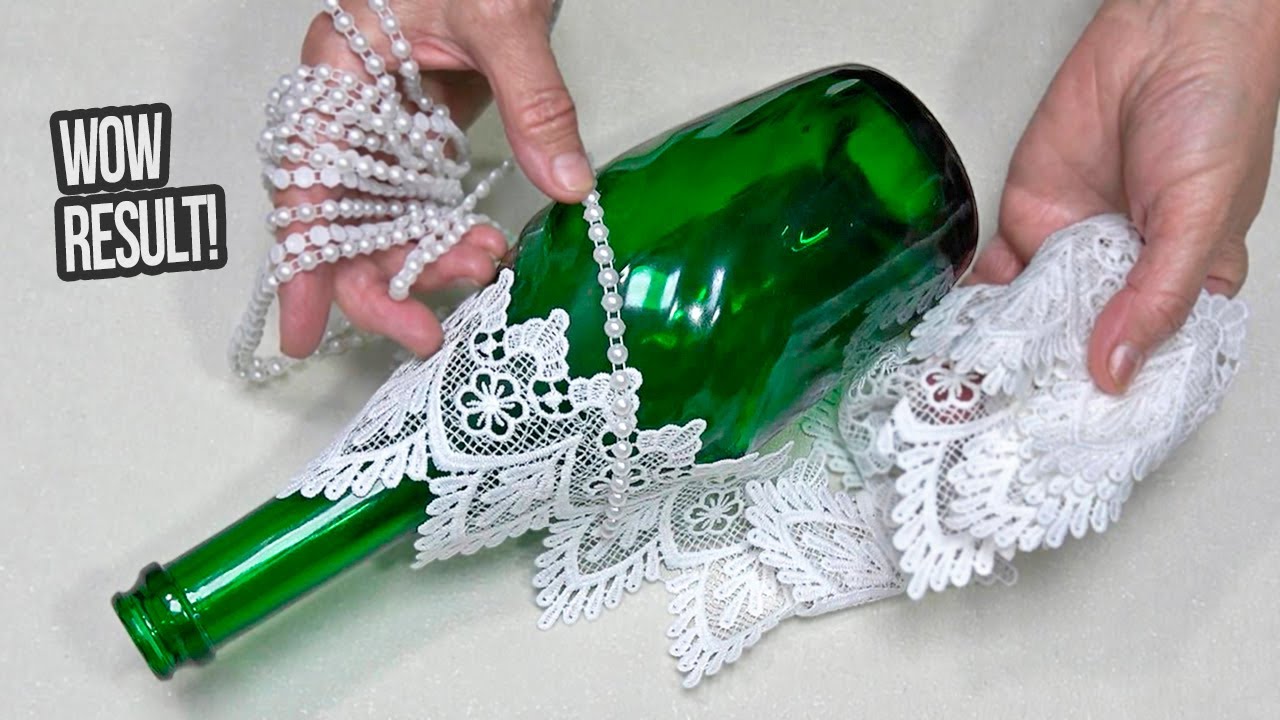 Я взяла стеклянную бутылку и кружево, и вот что вышло! Вы удивитесь, как в...