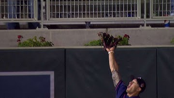 LAA@MIN: Schafer makes great leaping catch at wall