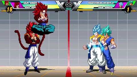 SSJ4 Gogeta & SSJ4 Vegito vs SSB Gogeta & SSB Vegito | Jump Force Mugen V6 | GT vs Super Fusion