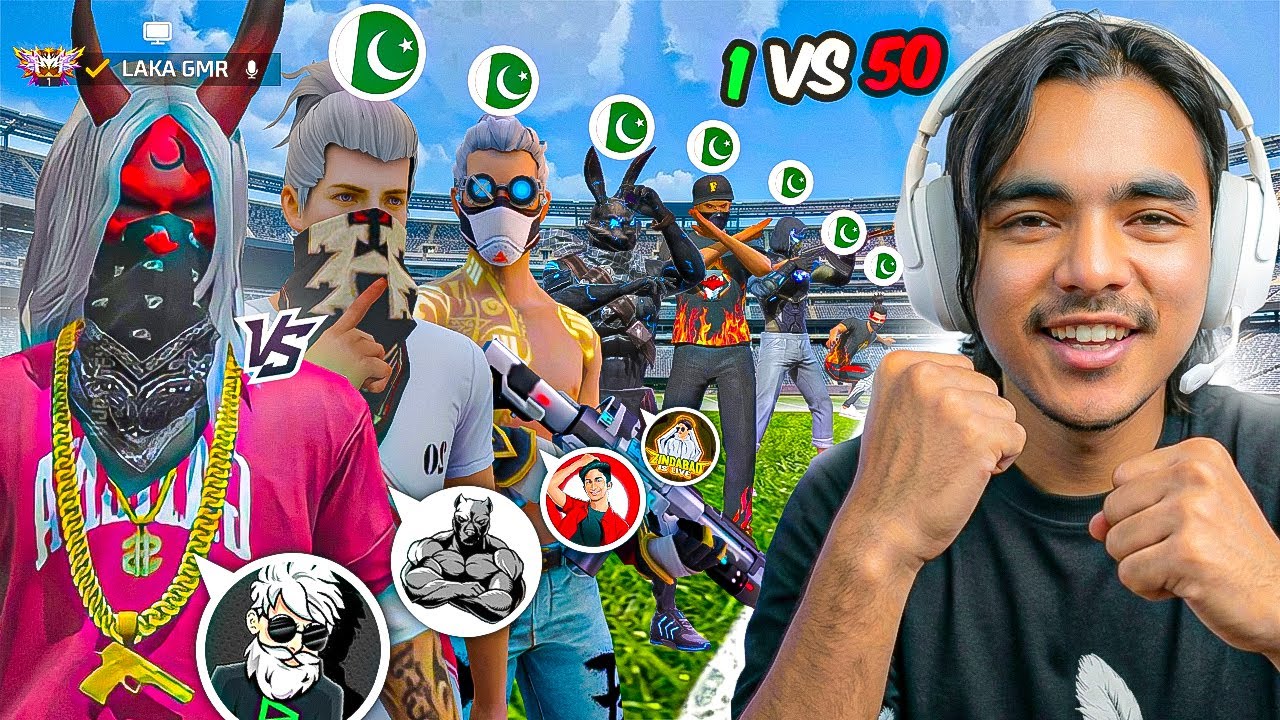 Laka Gamer VS 50 Pakistani v Badge Youtuber - Garena freefire