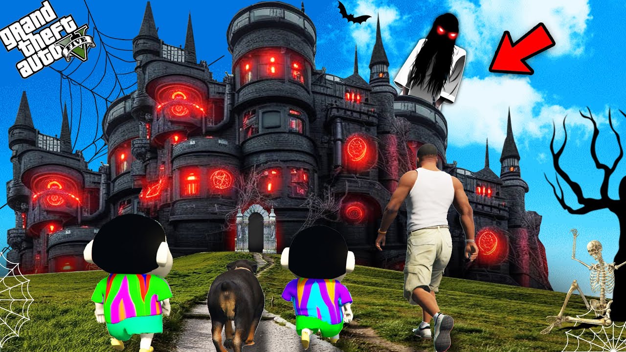 ⁣GTA 5 : Franklin Going To Scary And Horror Castle With Shinchan in GTA 5 ! (GTA 5 mods)