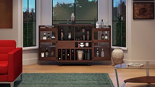 The CORRIDOR BAR (BDI model 5620) is the perfect cocktail of style and function. The double louvered doors open fully, providing 