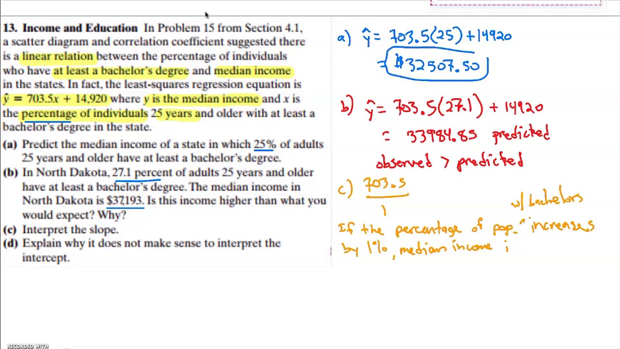 Statistics - 4.2 Least Squares Regression Part II - YouTube