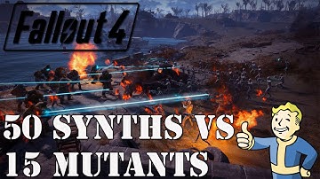 Fallout 4 - 50 Synth Troopers vs 15 Super Mutants - Large Scale Battle